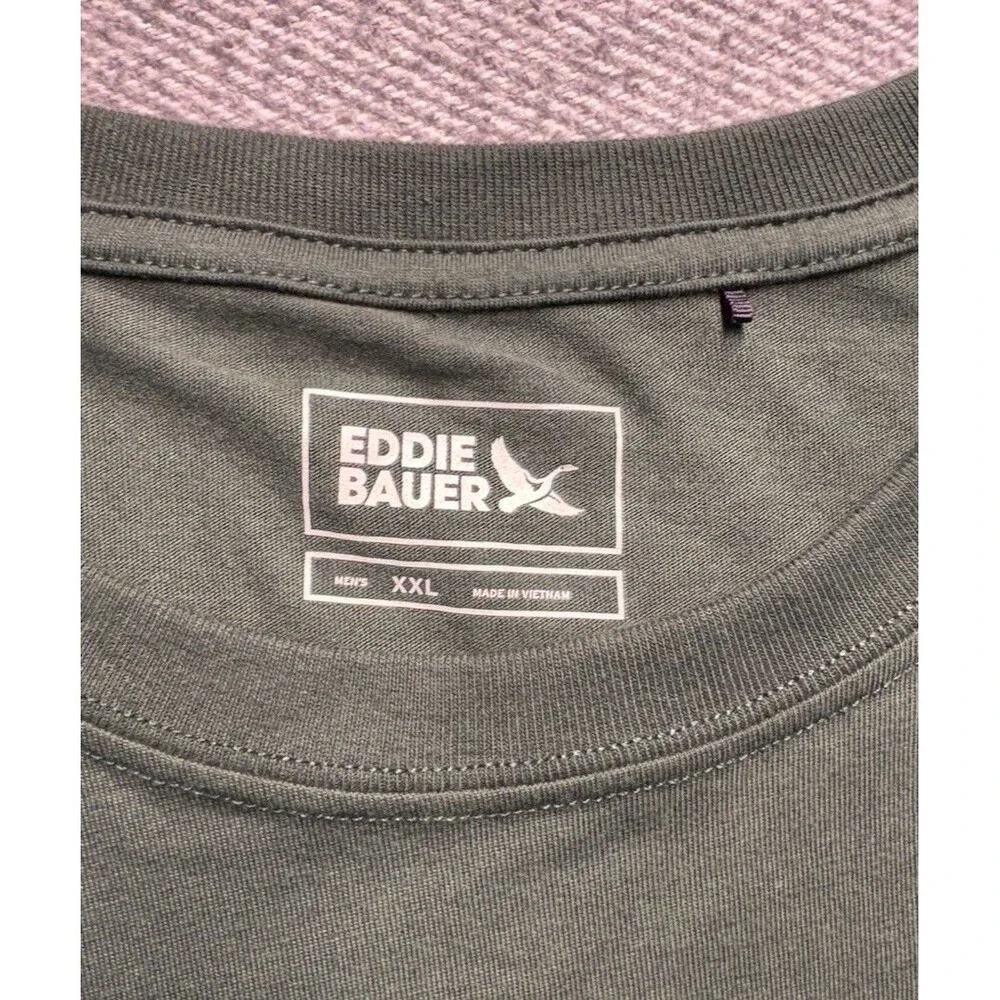 Eddie Bauer Mens XXL Olive Green Long Sleeve Crewneck T-Shirt Cotton Blend